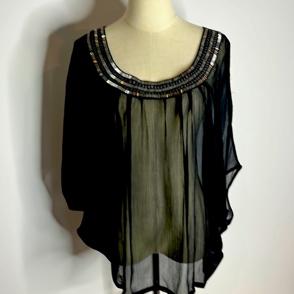 Just jeans Tops Just Jeans Sheer Beaded Over Top Poshmark
